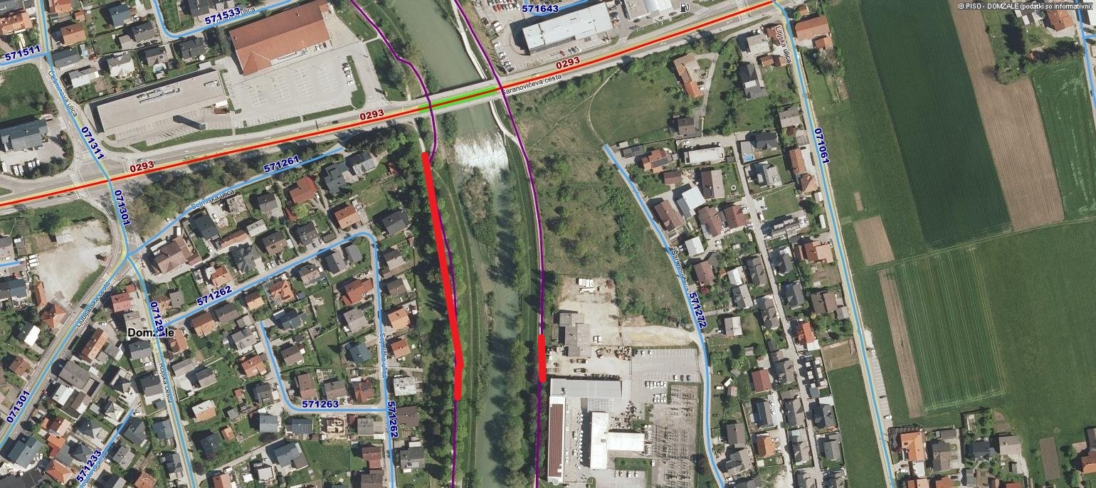 Zapora kolesarske poti ob Kamniški Bistrici